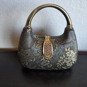 Antique Style Formal Evening Bag Purse Crystal ClaspSnap Handle Shoulder Chain